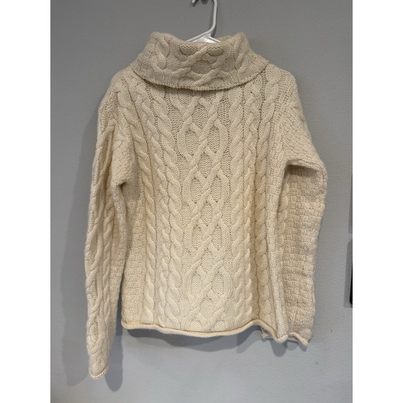Inis Crafts Merino Wool Cable Knit Sweater Women Medium M Chunky Made in Ireland - Picture 3 of 4